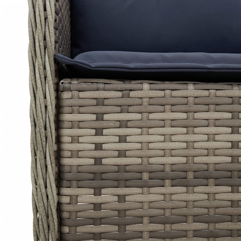 vidaXL 7 Piece Garden Dining Set with Cushions Grey Poly Rattan 5