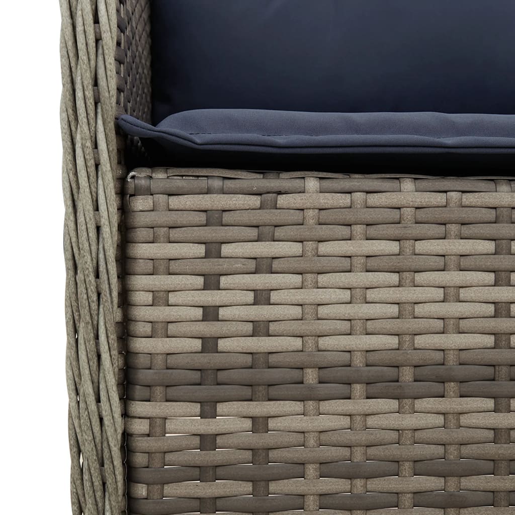 vidaXL 9 Piece Garden Dining Set with Cushions Grey Poly Rattan 5