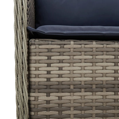 vidaXL 9 Piece Garden Dining Set with Cushions Grey Poly Rattan 5