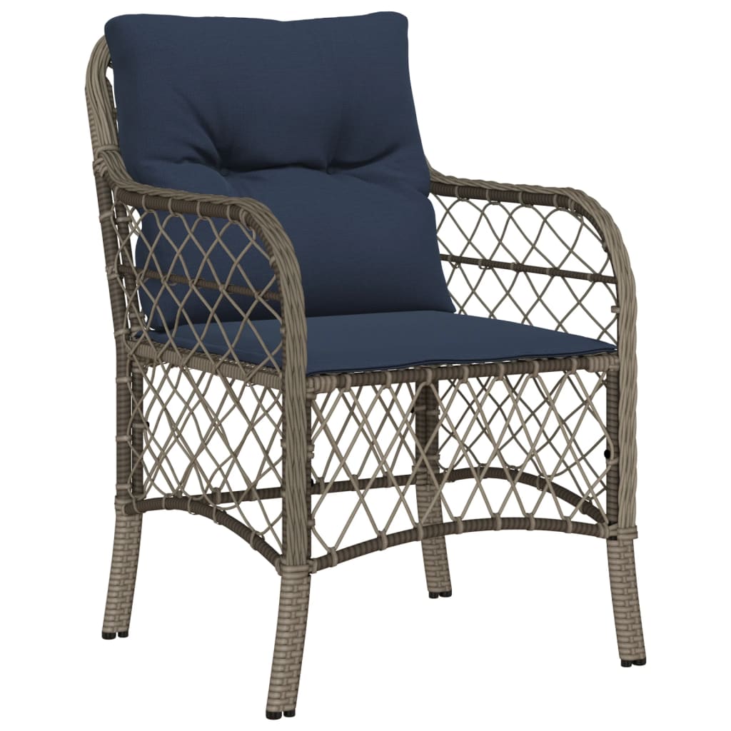 vidaXL 7 Piece Garden Dining Set with Cushions Grey Poly Rattan 3