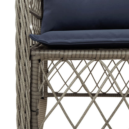 vidaXL 7 Piece Garden Dining Set with Cushions Grey Poly Rattan 5