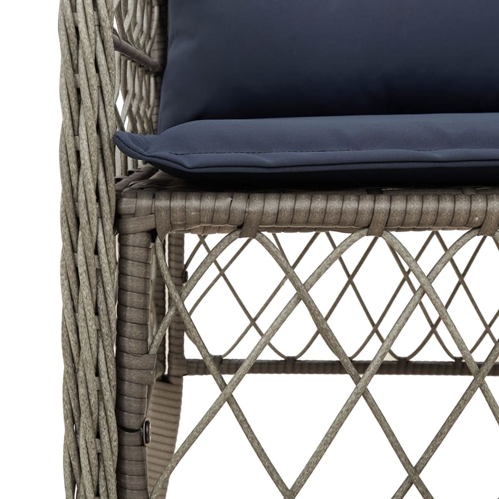 vidaXL 7 Piece Garden Dining Set with Cushions Grey Poly Rattan 5