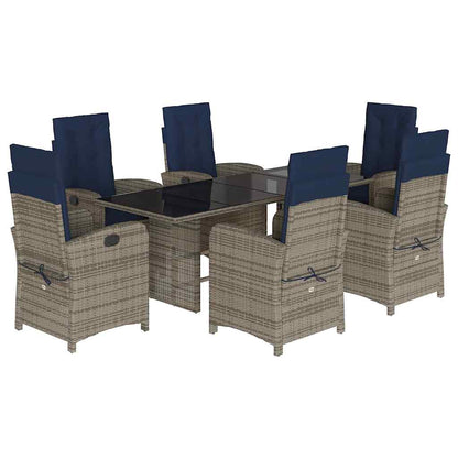 vidaXL 7 Piece Garden Dining Set with Cushions Grey Poly Rattan 2