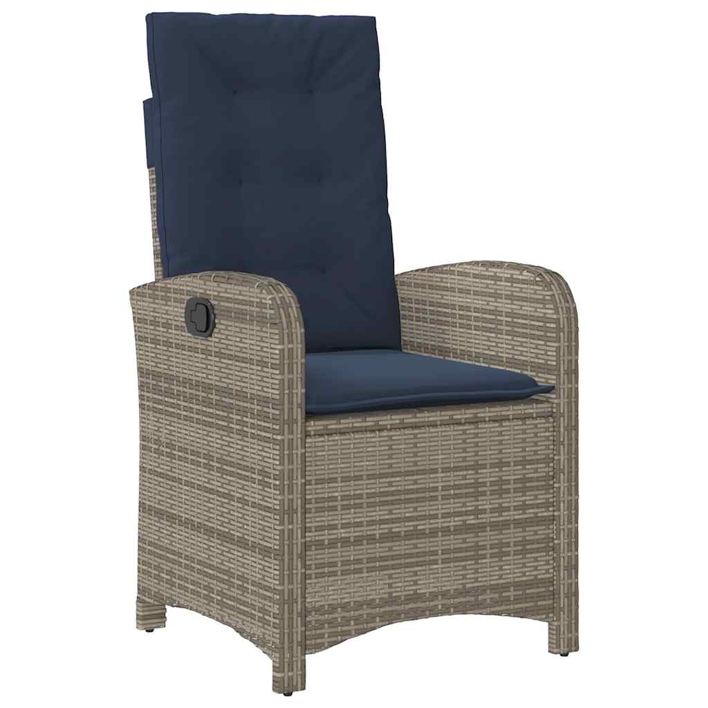 vidaXL 7 Piece Garden Dining Set with Cushions Grey Poly Rattan 3