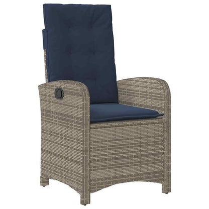 vidaXL 9 Piece Garden Dining Set with Cushions Grey Poly Rattan 3