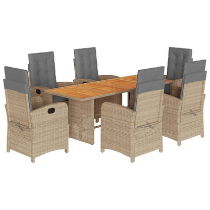 vidaXL 7 Piece Garden Dining Set with Cushions Grey Poly Rattan 2