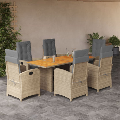 vidaXL 7 Piece Garden Dining Set with Cushions Grey Poly Rattan 1