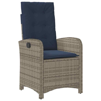 vidaXL 7 Piece Garden Dining Set with Cushions Grey Poly Rattan 4