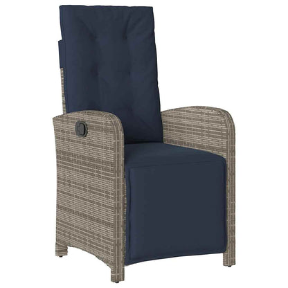vidaXL 7 Piece Garden Dining Set with Cushions Grey Poly Rattan 5
