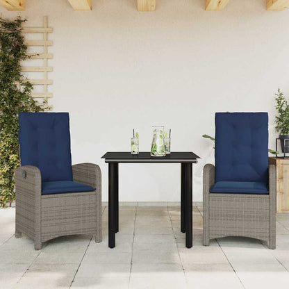 vidaXL 5 Piece Garden Dining Set with Cushions Grey Poly Rattan