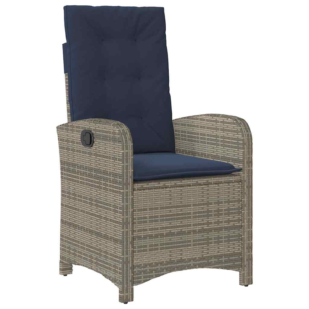 vidaXL 7 Piece Garden Dining Set with Cushions Grey Poly Rattan 4