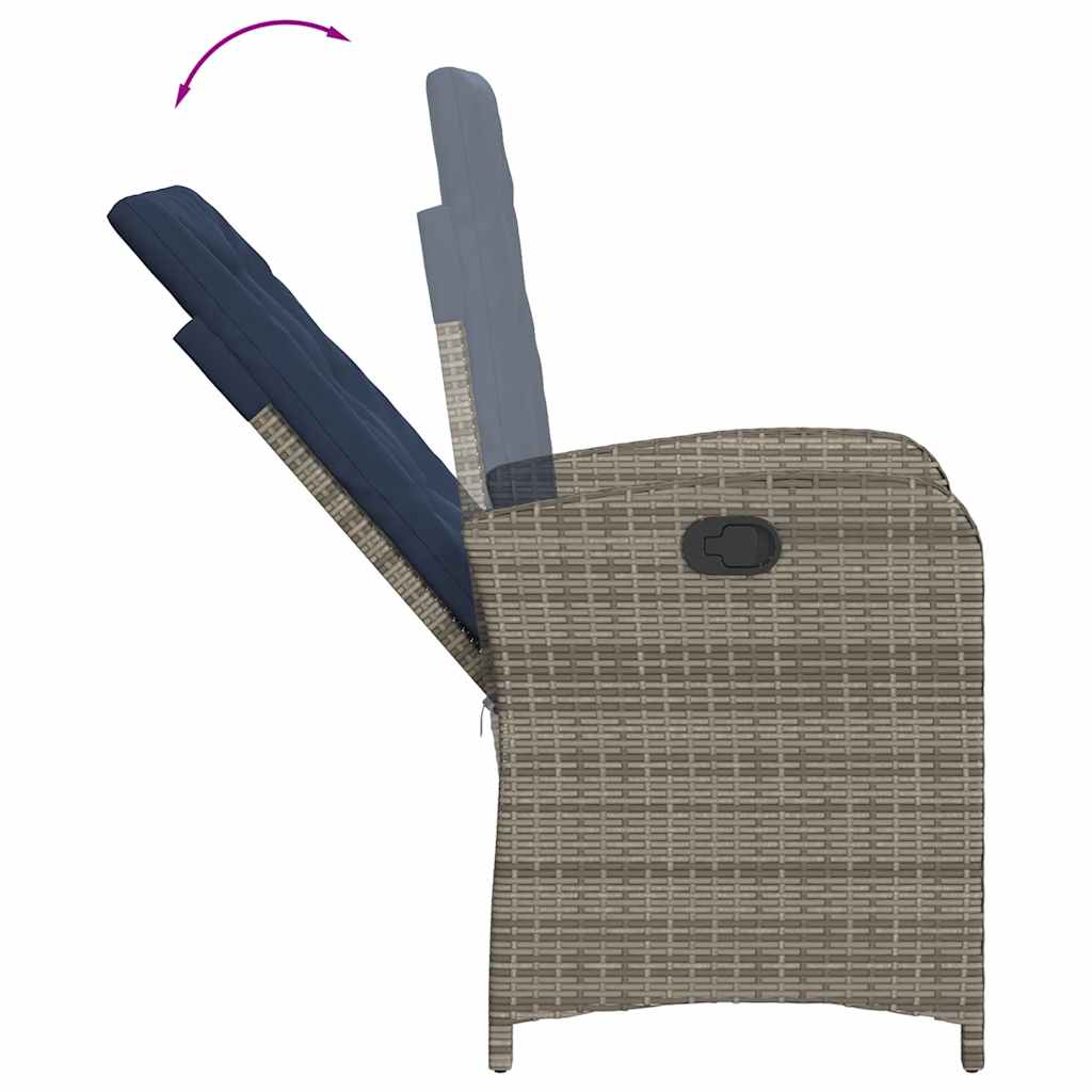 vidaXL 9 Piece Garden Dining Set with Cushions Grey Poly Rattan 5