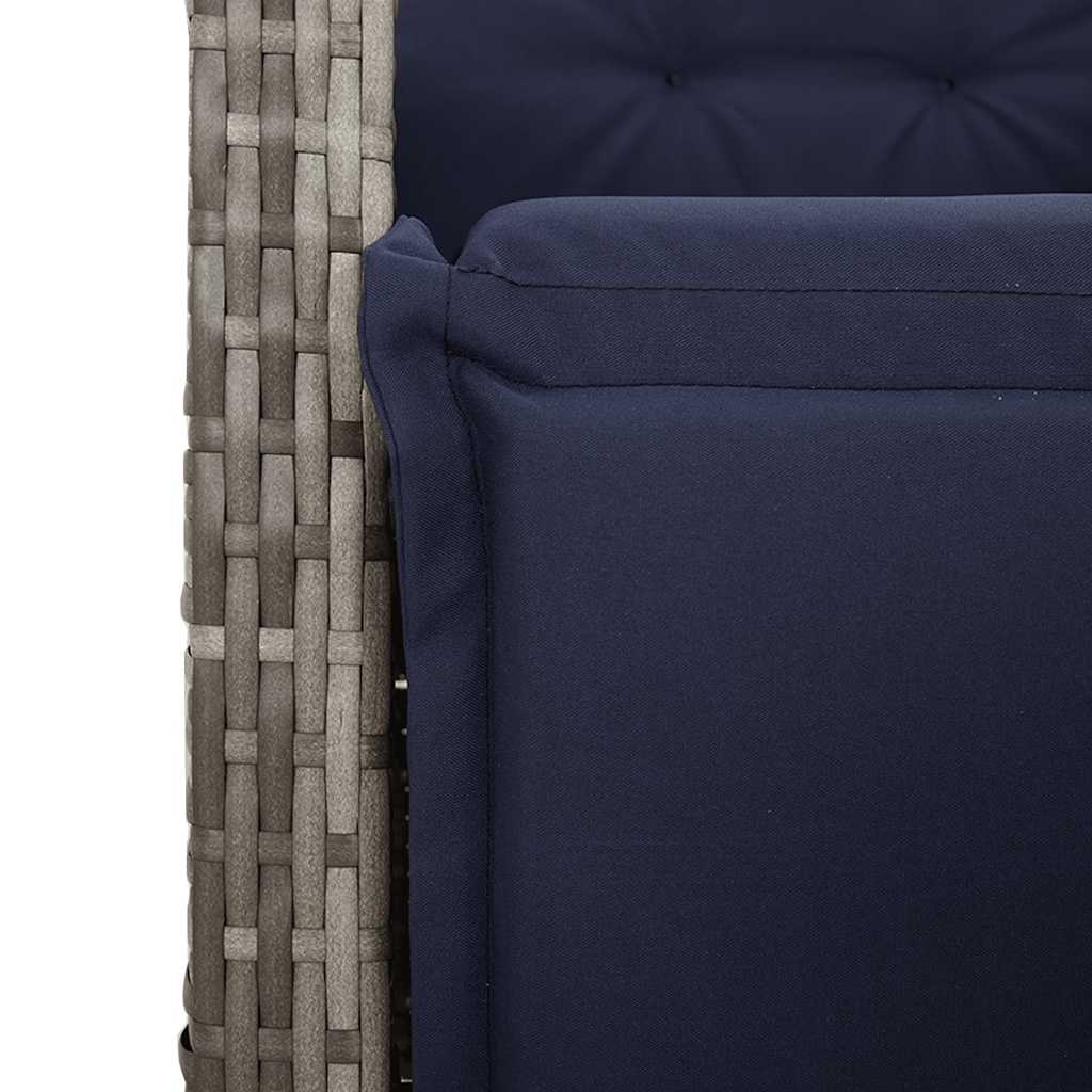 vidaXL 9 Piece Garden Dining Set with Cushions Grey Poly Rattan 6