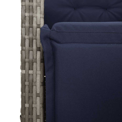 vidaXL 9 Piece Garden Dining Set with Cushions Grey Poly Rattan 6