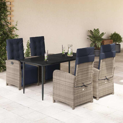 vidaXL 5 Piece Garden Dining Set with Cushions Grey Poly Rattan 1
