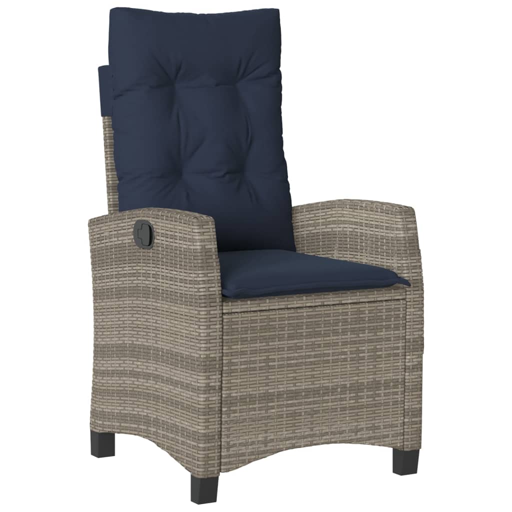 vidaXL 9 Piece Garden Dining Set with Cushions Grey Poly Rattan 4