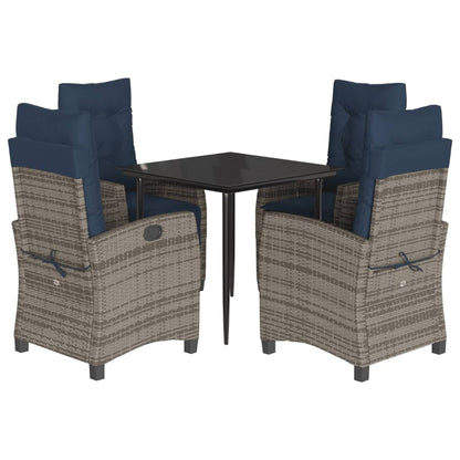 vidaXL 5 Piece Garden Dining Set with Cushions Grey Poly Rattan 2