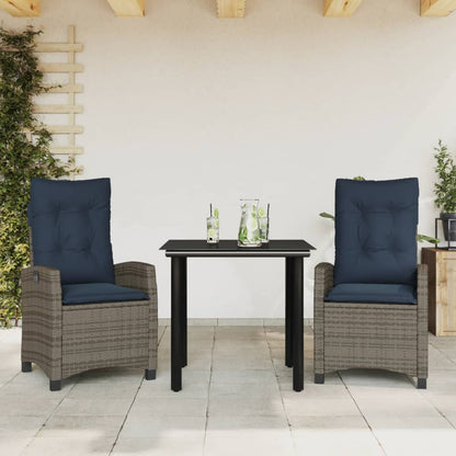 vidaXL 5 Piece Garden Dining Set with Cushions Grey Poly Rattan
