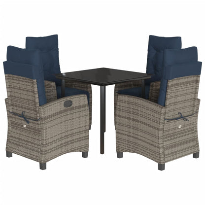 vidaXL 5 Piece Garden Dining Set with Cushions Grey Poly Rattan 2