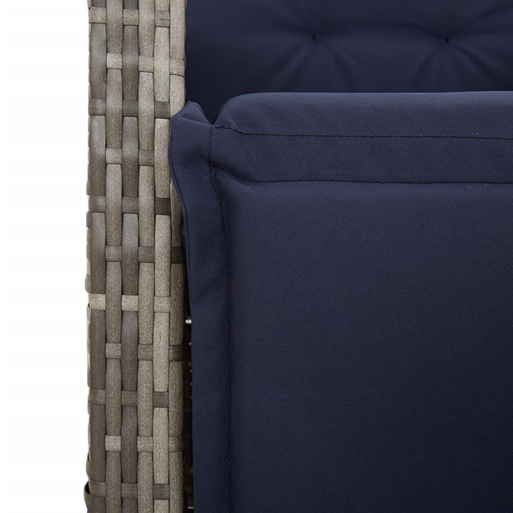 vidaXL 5 Piece Garden Dining Set with Cushions Grey Poly Rattan 6