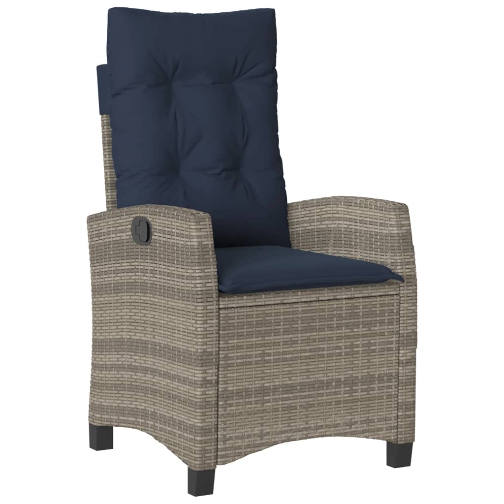 vidaXL 7 Piece Garden Dining Set with Cushions Grey Poly Rattan 4