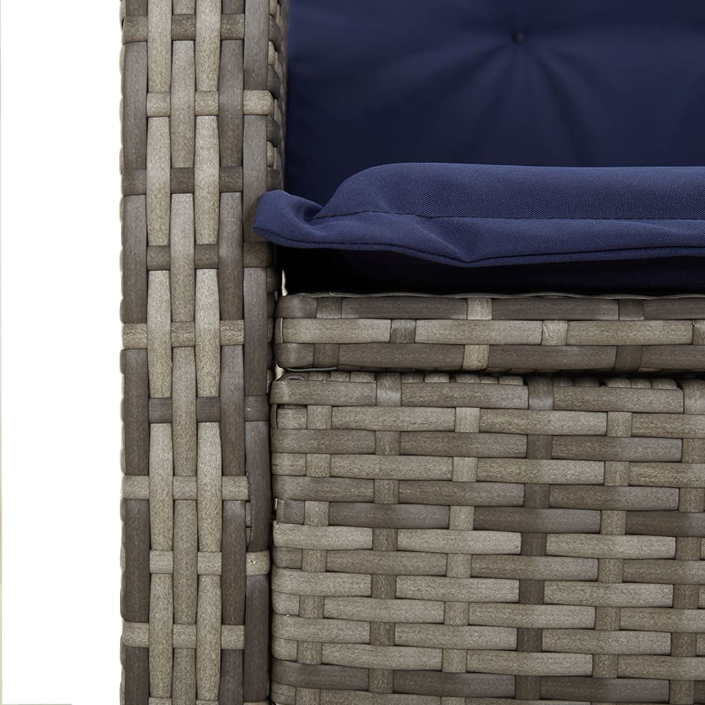 vidaXL 7 Piece Garden Dining Set with Cushions Grey Poly Rattan 6