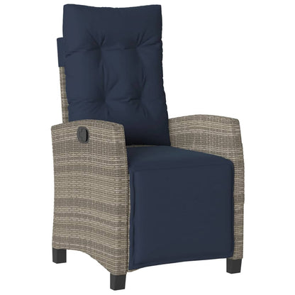 vidaXL 7 Piece Garden Dining Set with Cushions Grey Poly Rattan 3