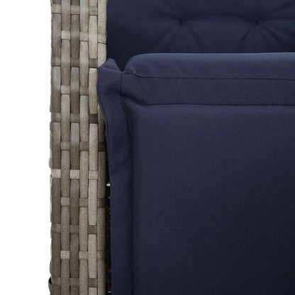 vidaXL 7 Piece Garden Dining Set with Cushions Grey Poly Rattan 6