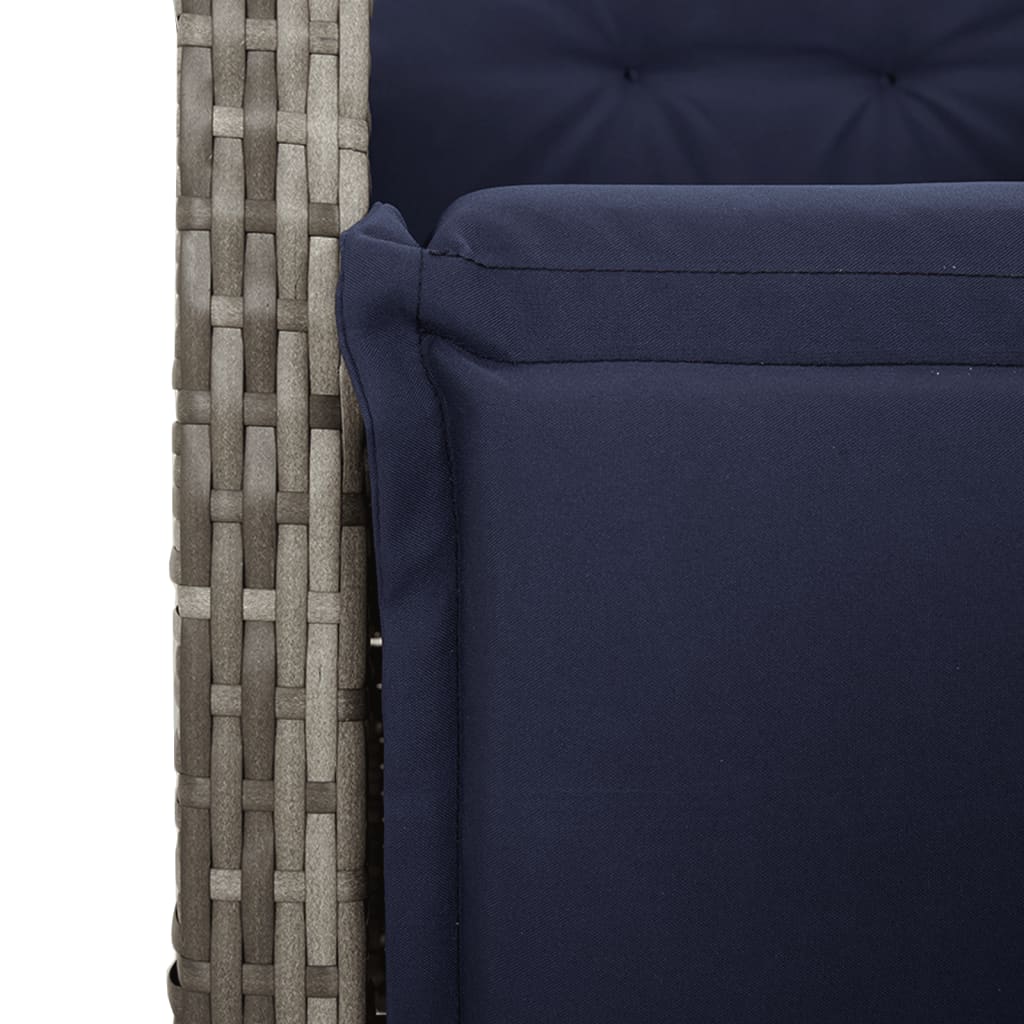 vidaXL 9 Piece Garden Dining Set with Cushions Grey Poly Rattan 6