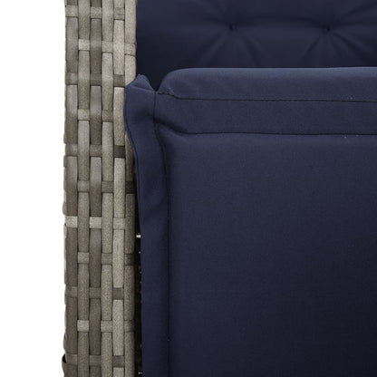 vidaXL 9 Piece Garden Dining Set with Cushions Grey Poly Rattan 6
