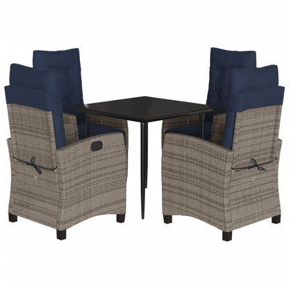 vidaXL 5 Piece Garden Dining Set with Cushions Grey Poly Rattan 2