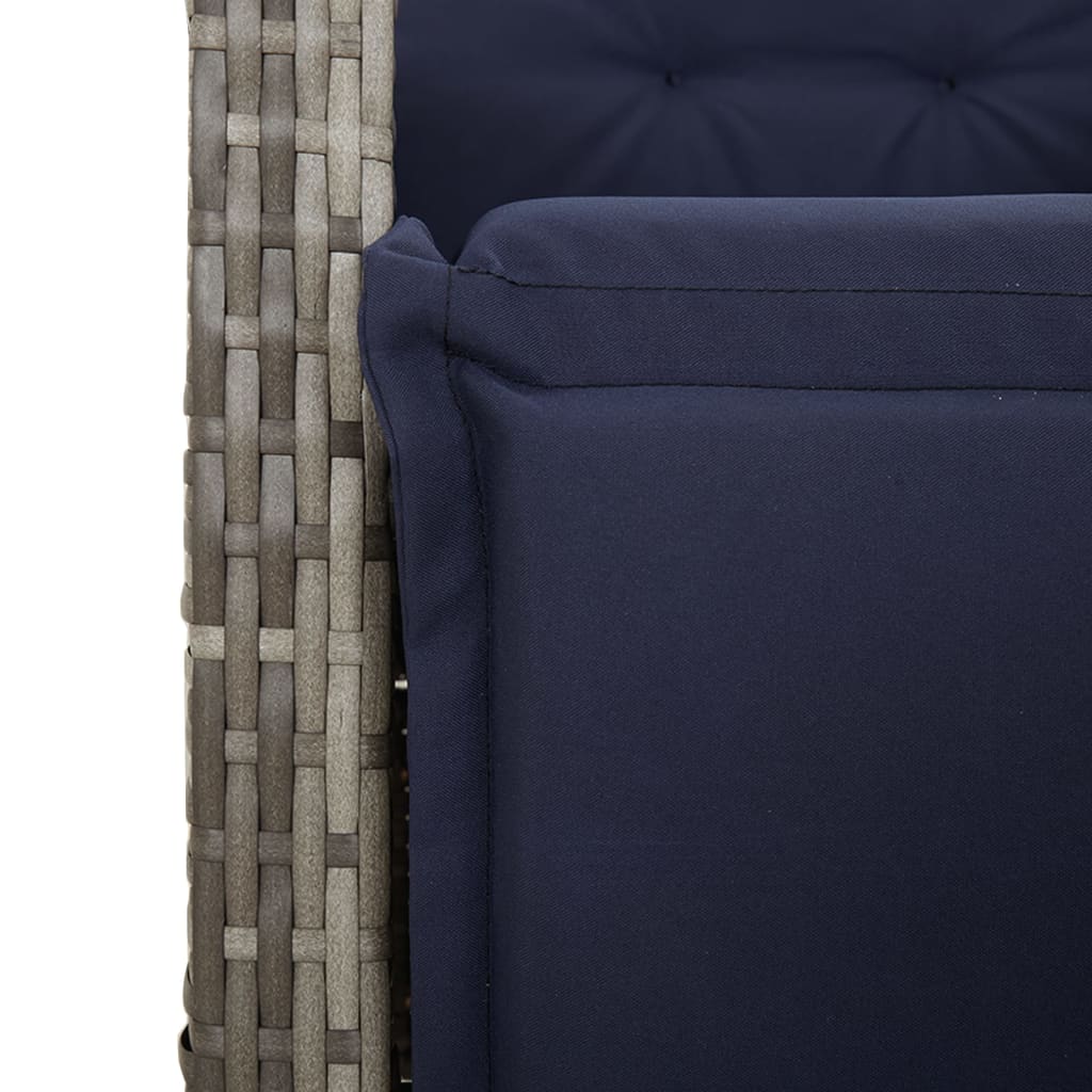 vidaXL 7 Piece Garden Dining Set with Cushions Grey Poly Rattan 6