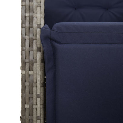 vidaXL 7 Piece Garden Dining Set with Cushions Grey Poly Rattan 6