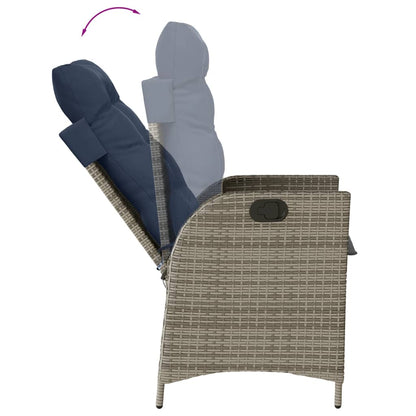 vidaXL 9 Piece Garden Dining Set with Cushions Grey Poly Rattan 4