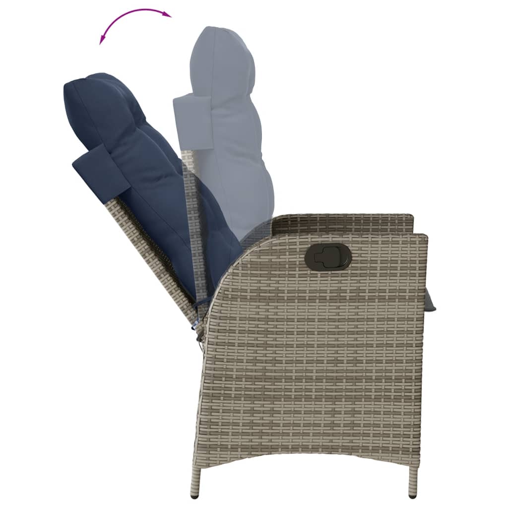 vidaXL 9 Piece Garden Dining Set with Cushions Grey Poly Rattan 4