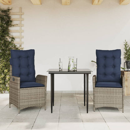 vidaXL 5 Piece Garden Dining Set with Cushions Grey Poly Rattan