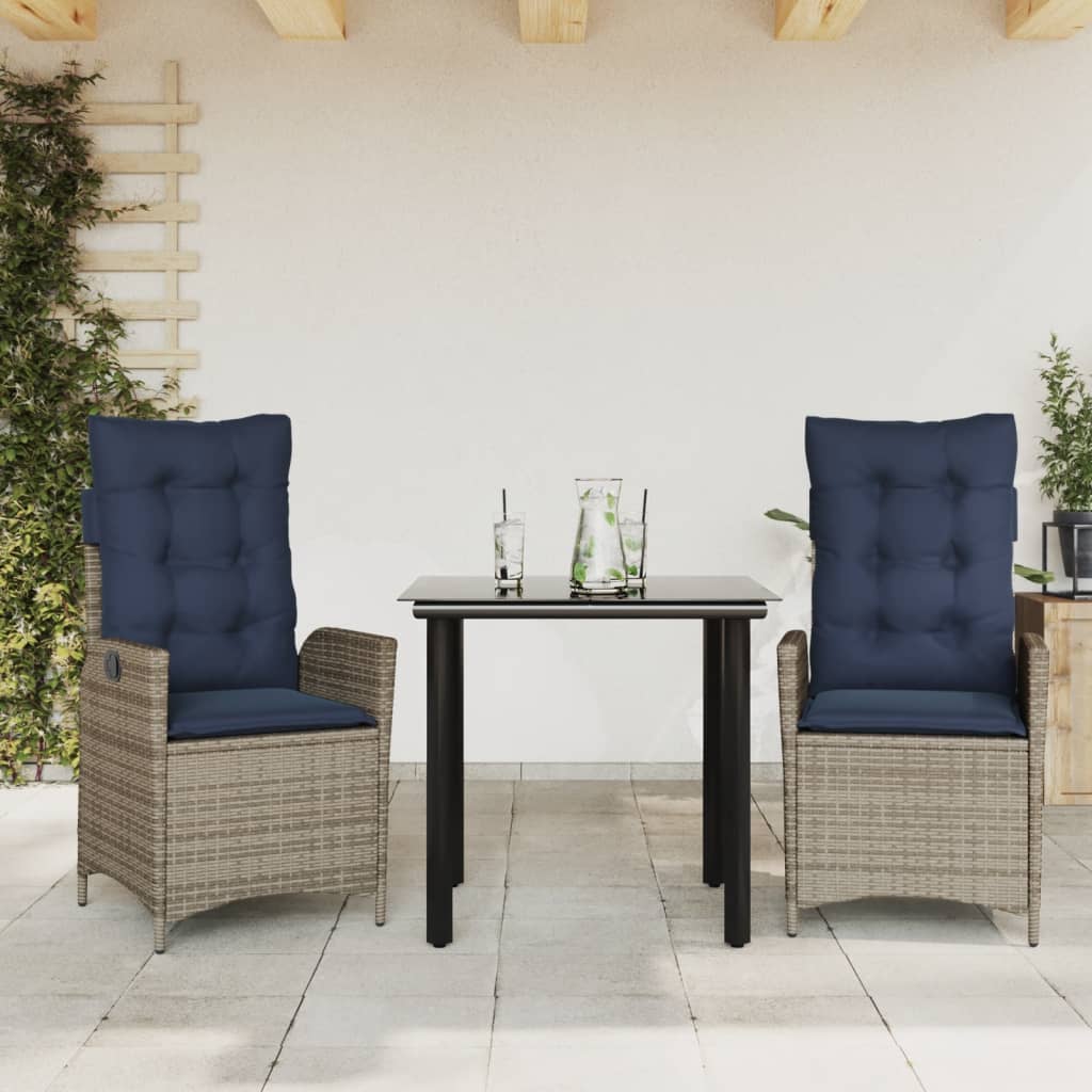 vidaXL 5 Piece Garden Dining Set with Cushions Grey Poly Rattan