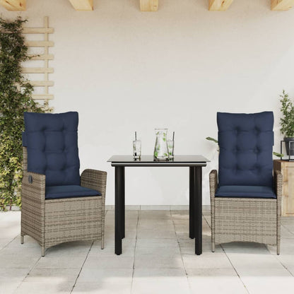 vidaXL 5 Piece Garden Dining Set with Cushions Grey Poly Rattan