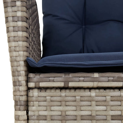 vidaXL 7 Piece Garden Dining Set with Cushions Grey Poly Rattan 5