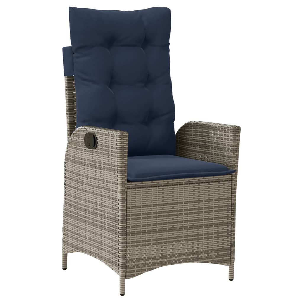 vidaXL 9 Piece Garden Dining Set with Cushions Grey Poly Rattan 3