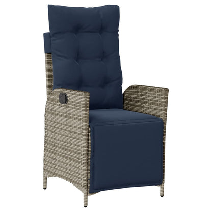 vidaXL 7 Piece Garden Dining Set with Cushions Grey Poly Rattan 3