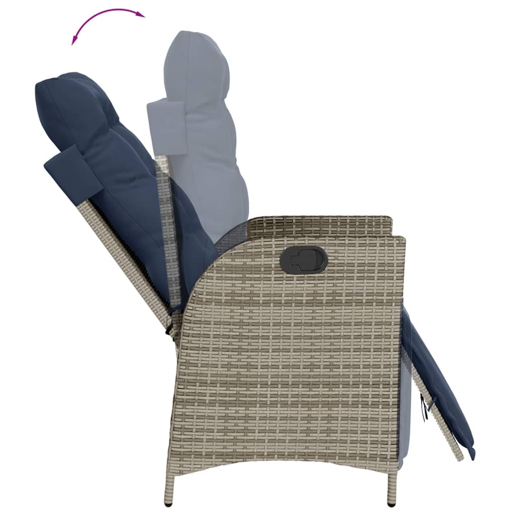 vidaXL 7 Piece Garden Dining Set with Cushions Grey Poly Rattan 5