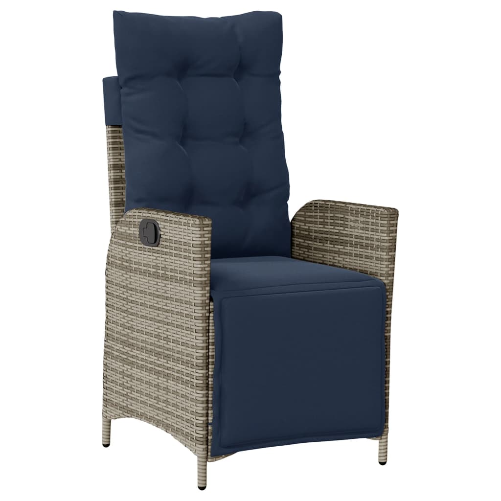 vidaXL 7 Piece Garden Dining Set with Cushions Grey Poly Rattan 3