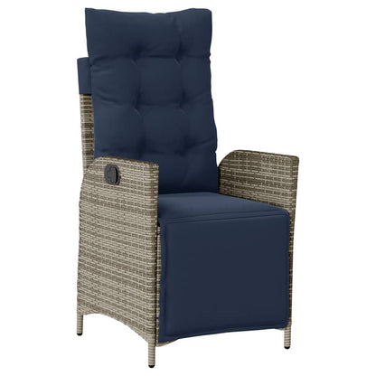 vidaXL 7 Piece Garden Dining Set with Cushions Grey Poly Rattan 3