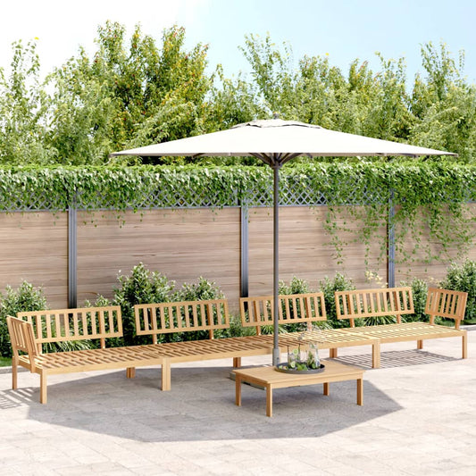 5 Piece Garden Pallet Sofa Set Solid Wood Acacia Light brown 2x corner + 2x middle + table