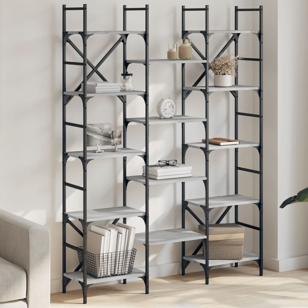 Bookshelf 160x28,5x136,5 cm Engineered Wood Grey sonoma 127.5 cm 172.5 cm