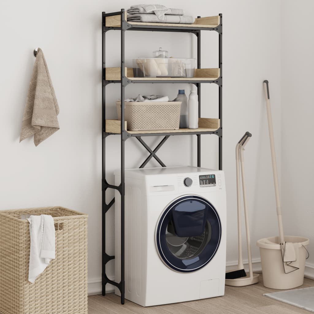 Washing Machine Shelf 67x25x163 cm Engineered Wood Sonoma oak