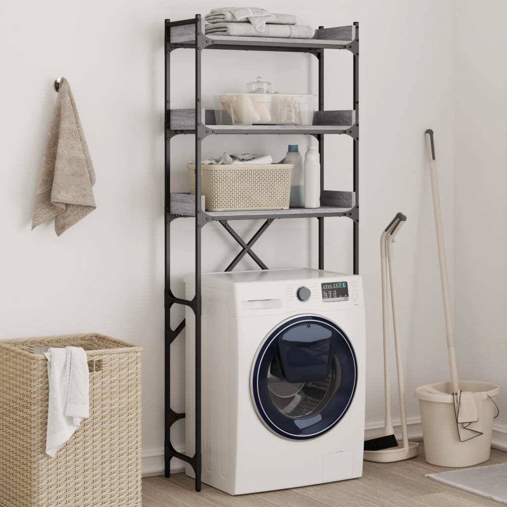 Washing Machine Shelf 67x25x163 cm Engineered Wood Grey sonoma
