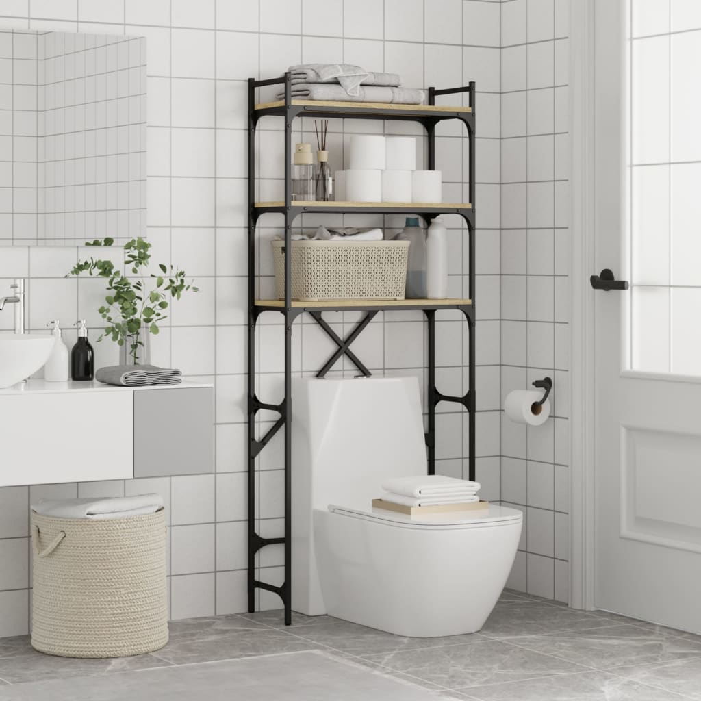 Washing Machine Shelf 67x25x163 cm Engineered Wood Sonoma oak