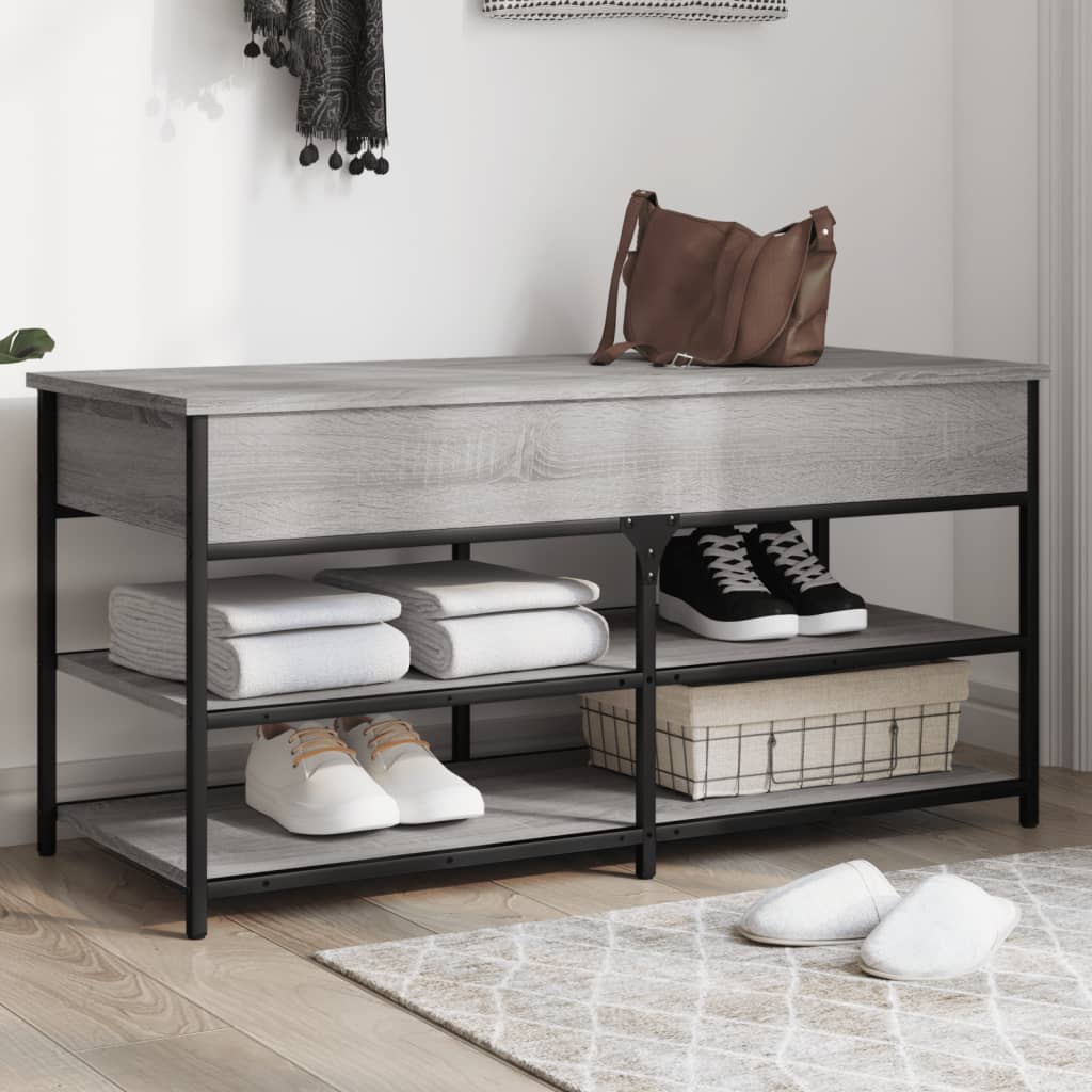 Shoe Bench 100x42,5x50 cm Engineered Wood Grey sonoma